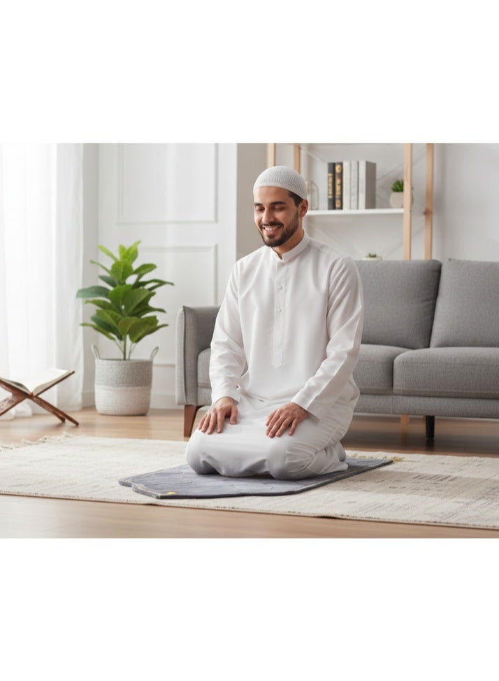 KHAJUL Grey Islamic Prayer Mat for Home and Travel（115 * 65 CM） - Image 3